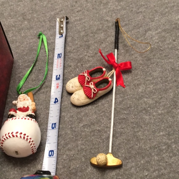 Set of 3 Sports Christmas Ornaments Golf/Baseball - Picture 6 of 8